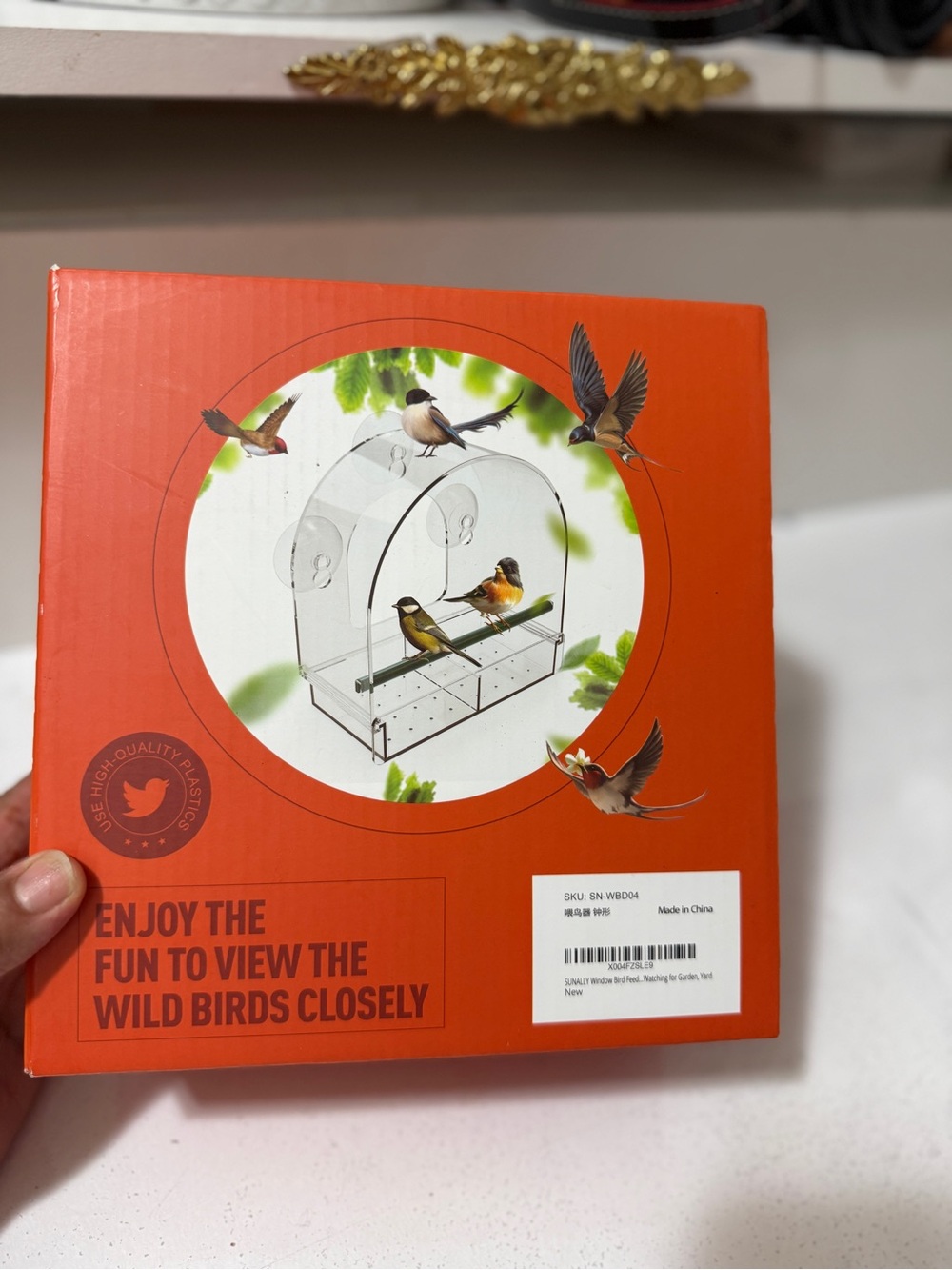 Clear Window Bird Feeder - Orange Packaging